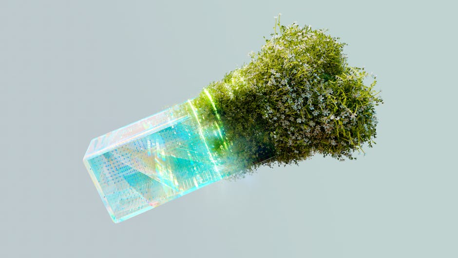 A conceptual image blending technology and nature, symbolizing AI's role in sustainable energy.